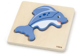 Obrázek z Dřevěné puzzle pro nejmenší - delfín  